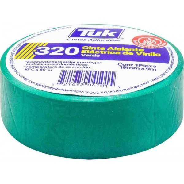 Cinta de Aislar 320 19 mm x  9 m Verde Tuk