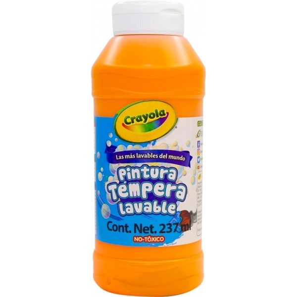 Pintura Témpera Lavable Naranja Crayola 237 ml