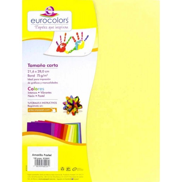 Papel Carta 75 gr c/100 Amarillo Pastel