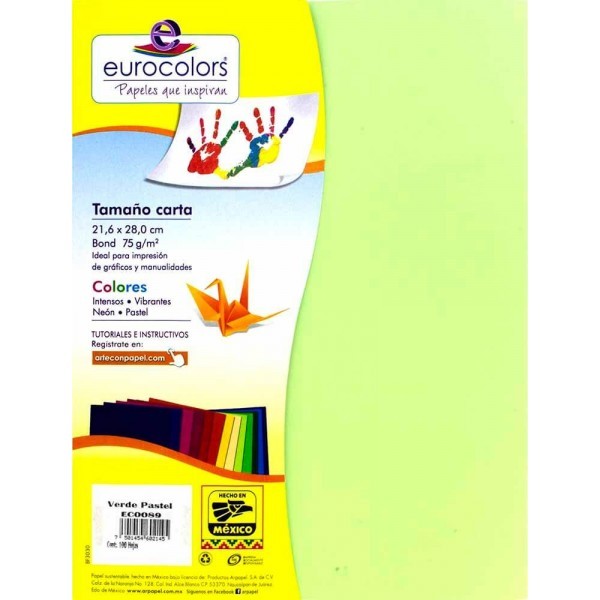 Papel Carta 75 gr c/100 Verde Pastel