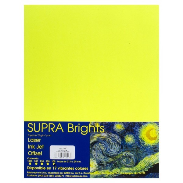 Papel Carta Amarillo Flurescente c/100