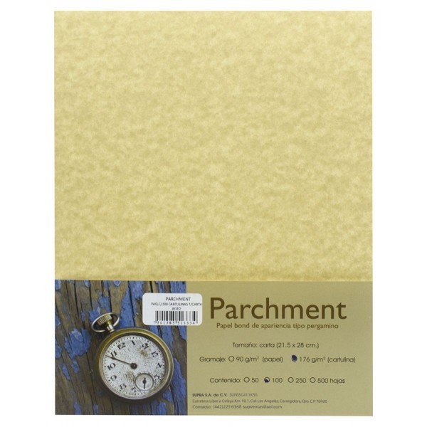Cartulina Carta 176 gr Pergamino Aged c/100