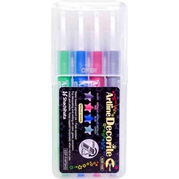 Marcador Punta Pincel Metálico Artline Decorite c/4