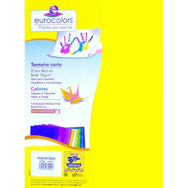 Papel Carta 75 gr c/100 Amarillo Neón