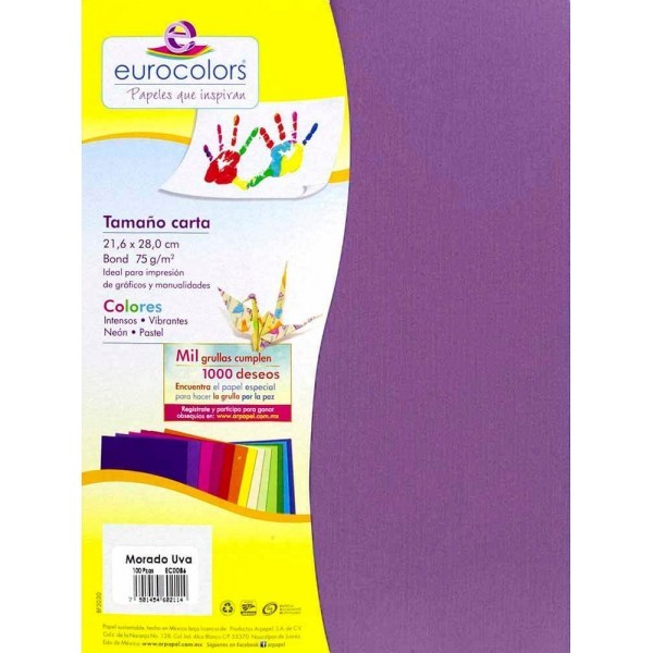 Papel Carta 75 gr c/100 Morado Uva