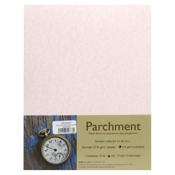 Cartulina Carta 176 gr Pergamino Parche Pink c/100