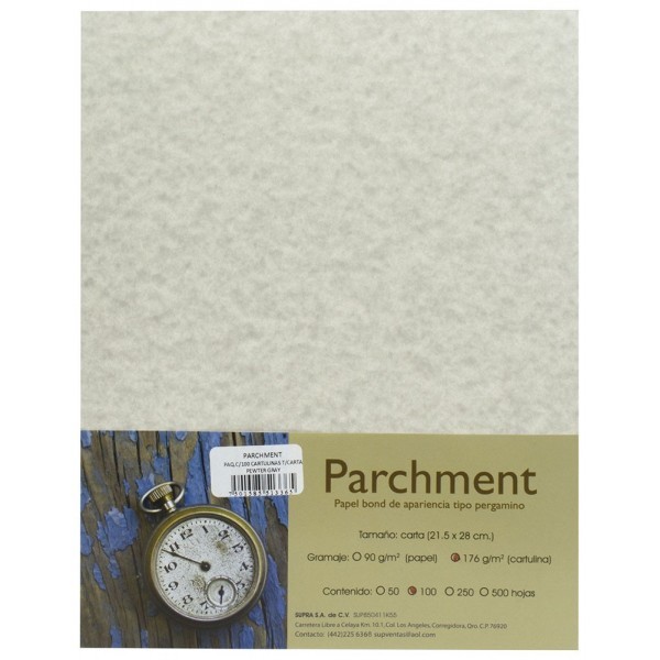 Cartulina Carta 176 gr Pergamino Pewter Gray c/100