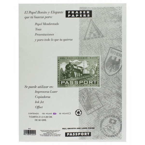 Papel Carta 90 gr Passport Talc c/100
