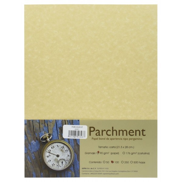 Papel Carta 90 gr Pergamino Aged c/100