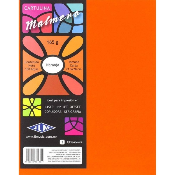Cartulina Malmero Tamaño Carta Naranja