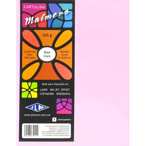 Cartulina Malmero Tamaño Carta Rosa Claro