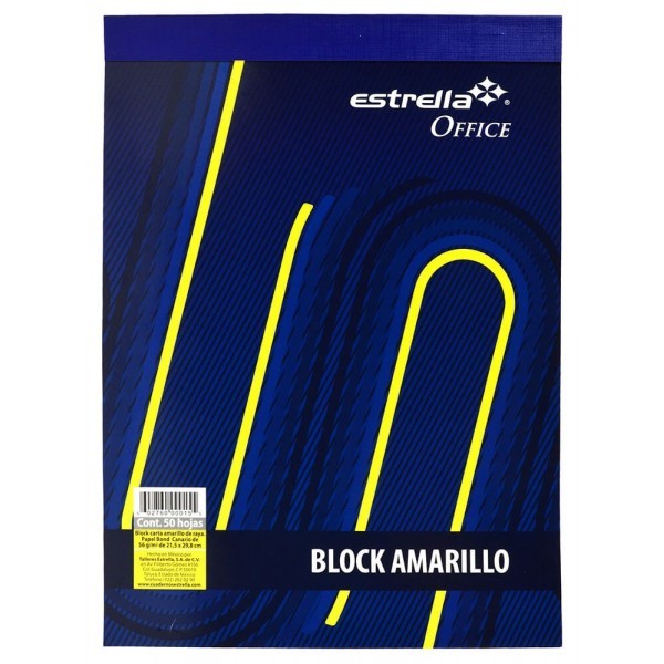Block Amarillo Carta Raya 50 Hojas Estrella